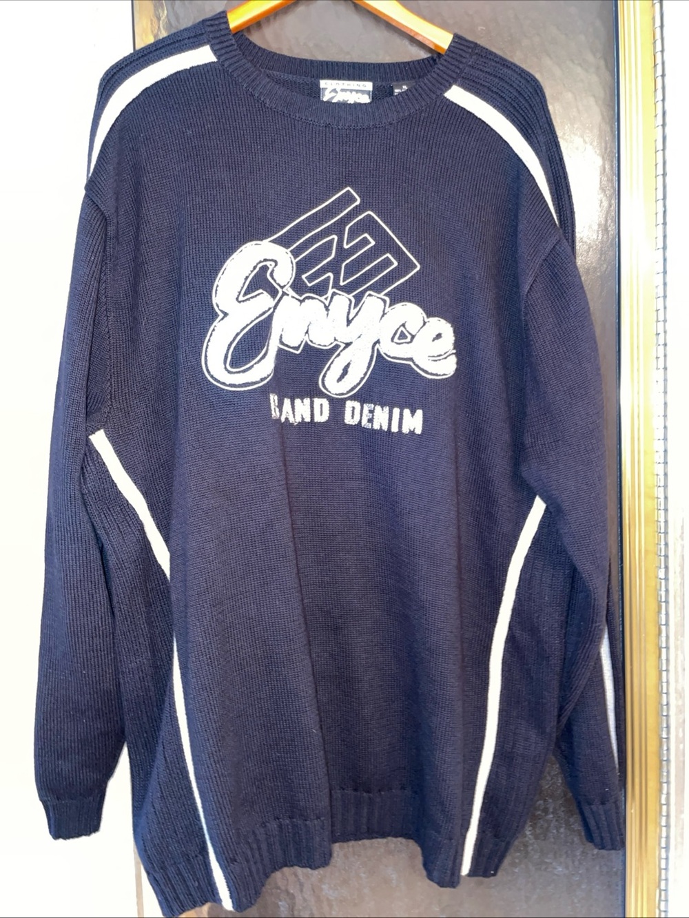 Men’s Vintage Enyce Brand Denim Long Sleeve Black Sweater - Size XL (Baggy Fit)